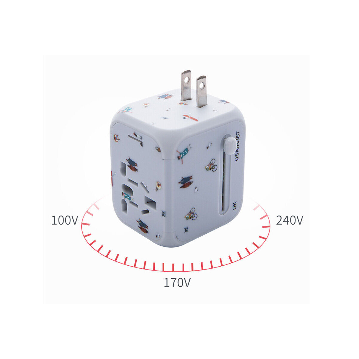 TrendWorld Universal Outlet Travel Adapter UK EU US AU Multi Plug Charger W 2USB